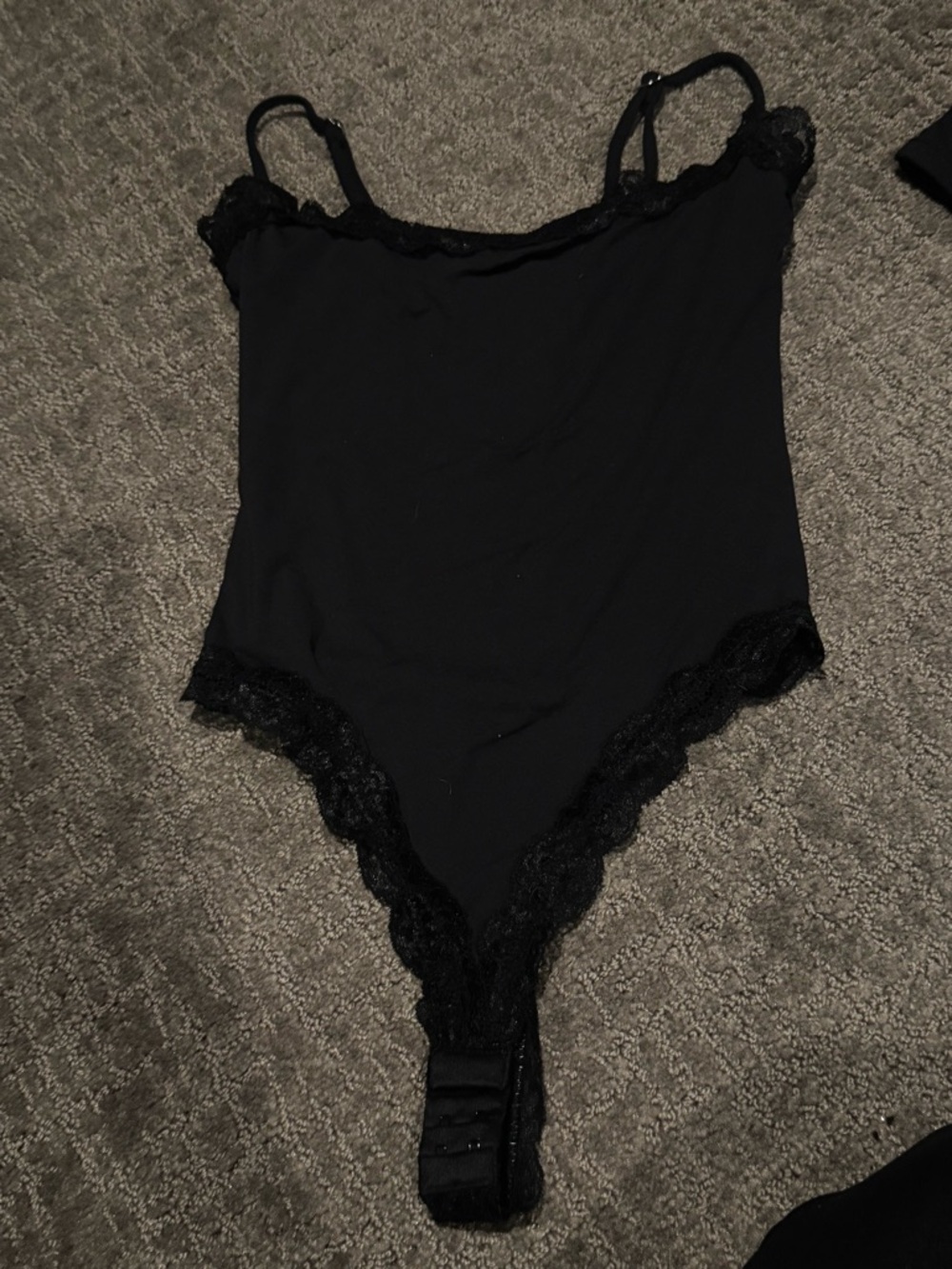 Black Lace-Trim Bodysuit